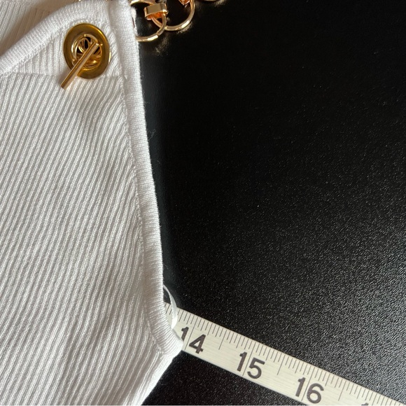 NWT Hera Collection Ribbed Crop Sweater Tank Gold Chain Straps Size S White - Picture 7 of 8